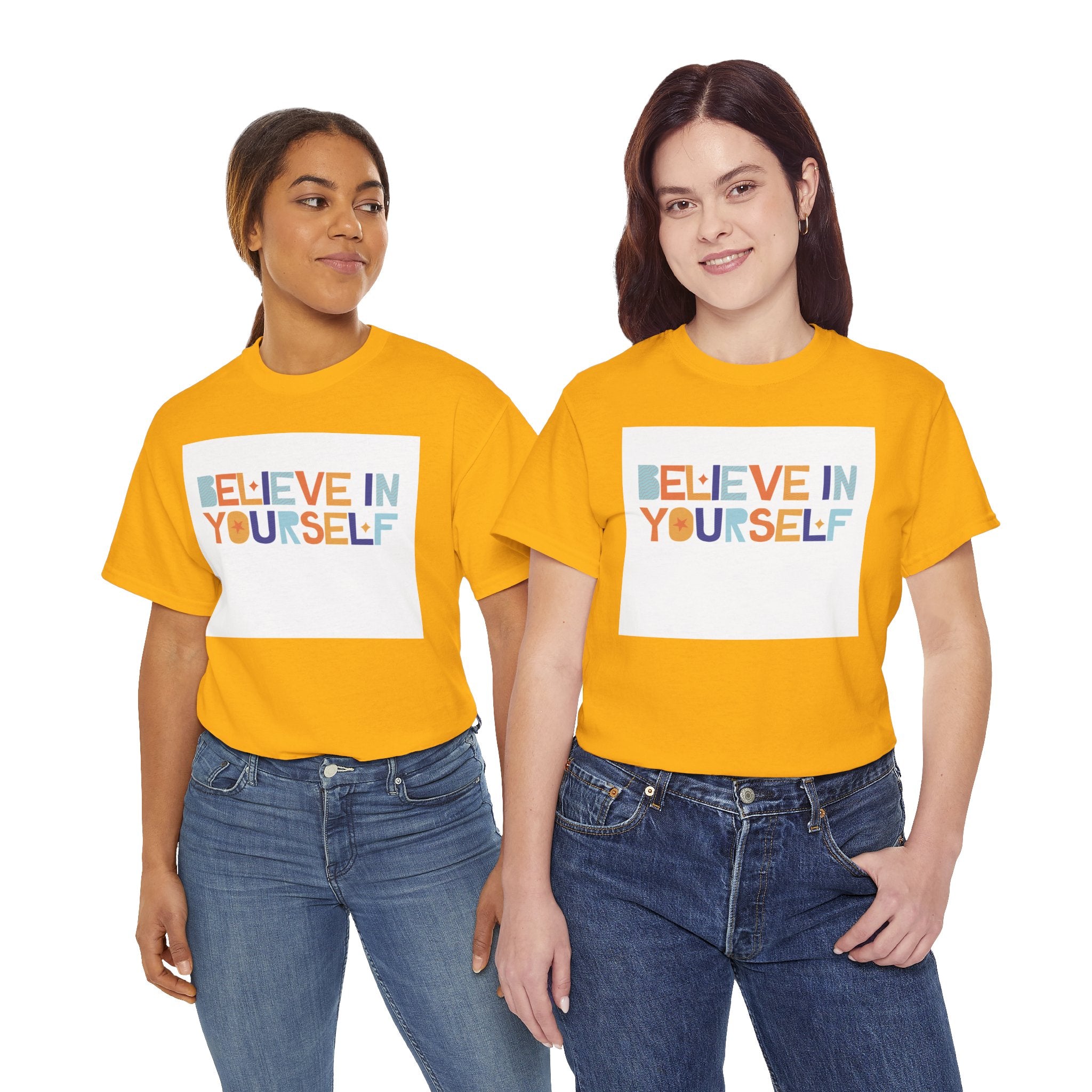 T-Shirt — "Believe in Yourself" Colorful Retro Motivational Tee