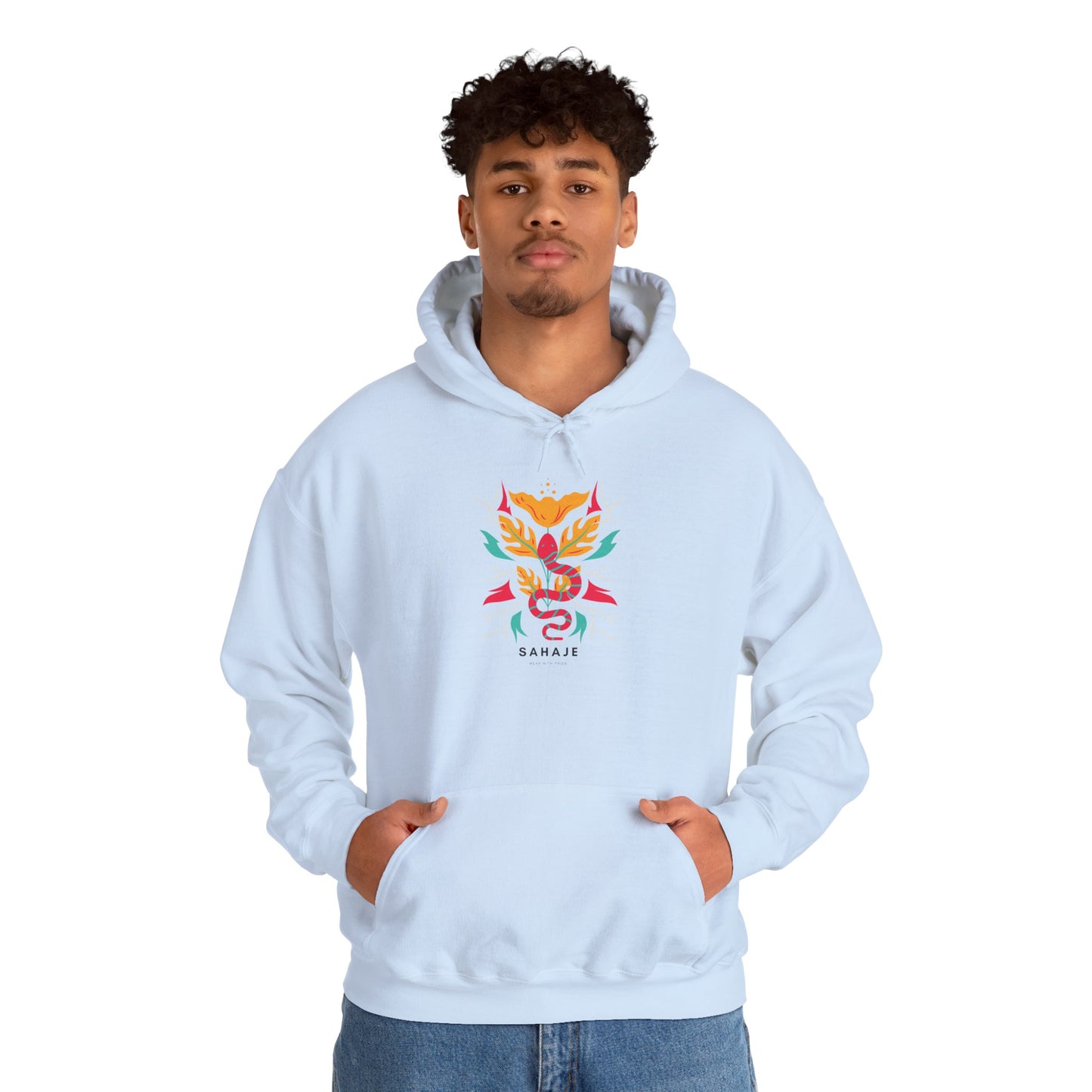 Floral Snake Hoodie — Colorful Serpent & Bloom Graphic Sweatshirt