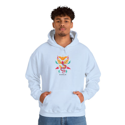 Floral Snake Hoodie — Colorful Serpent & Bloom Graphic Sweatshirt