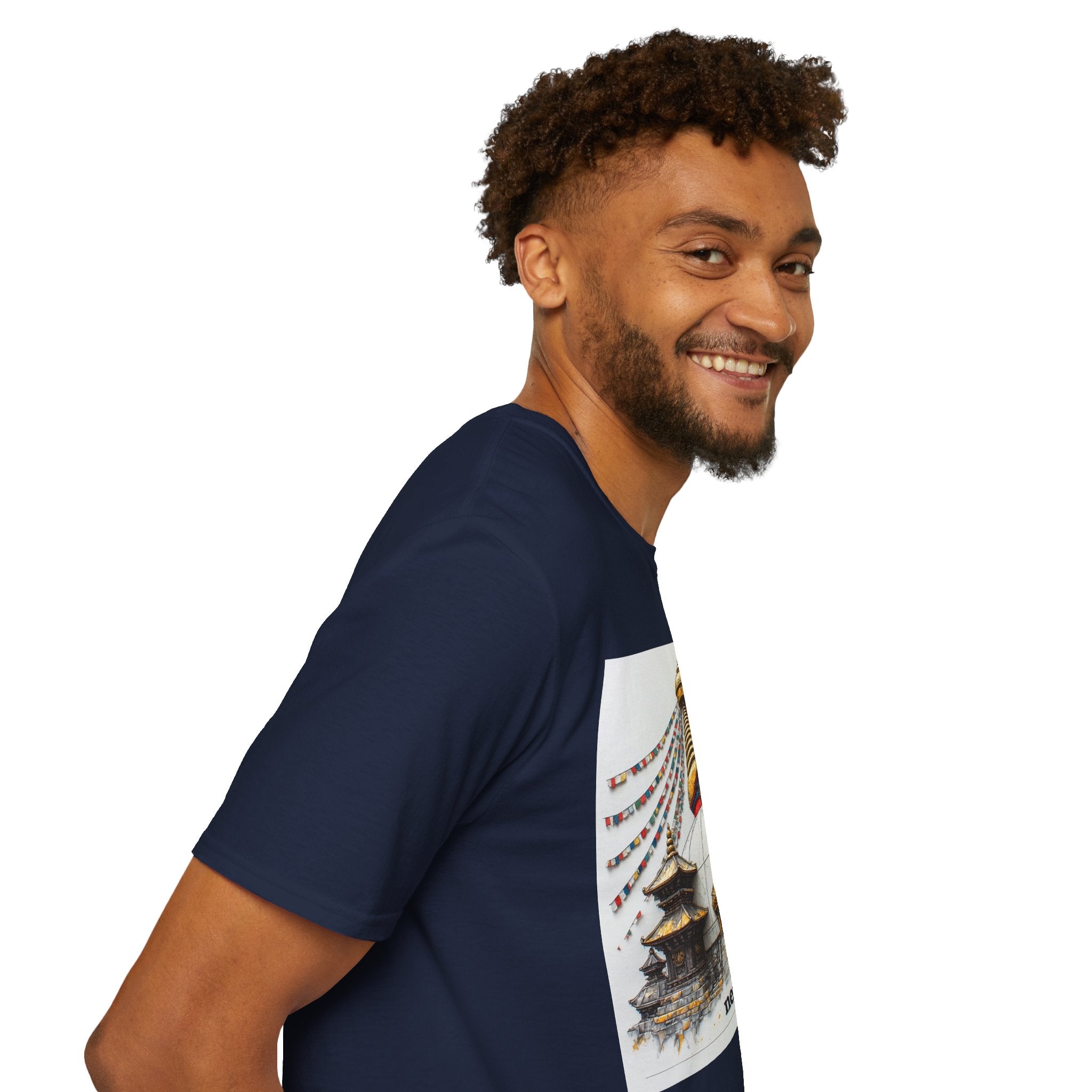 Nepal Temple Graphic T-Shirt — Boudhanath Stupa Prayer Flags Travel Tee