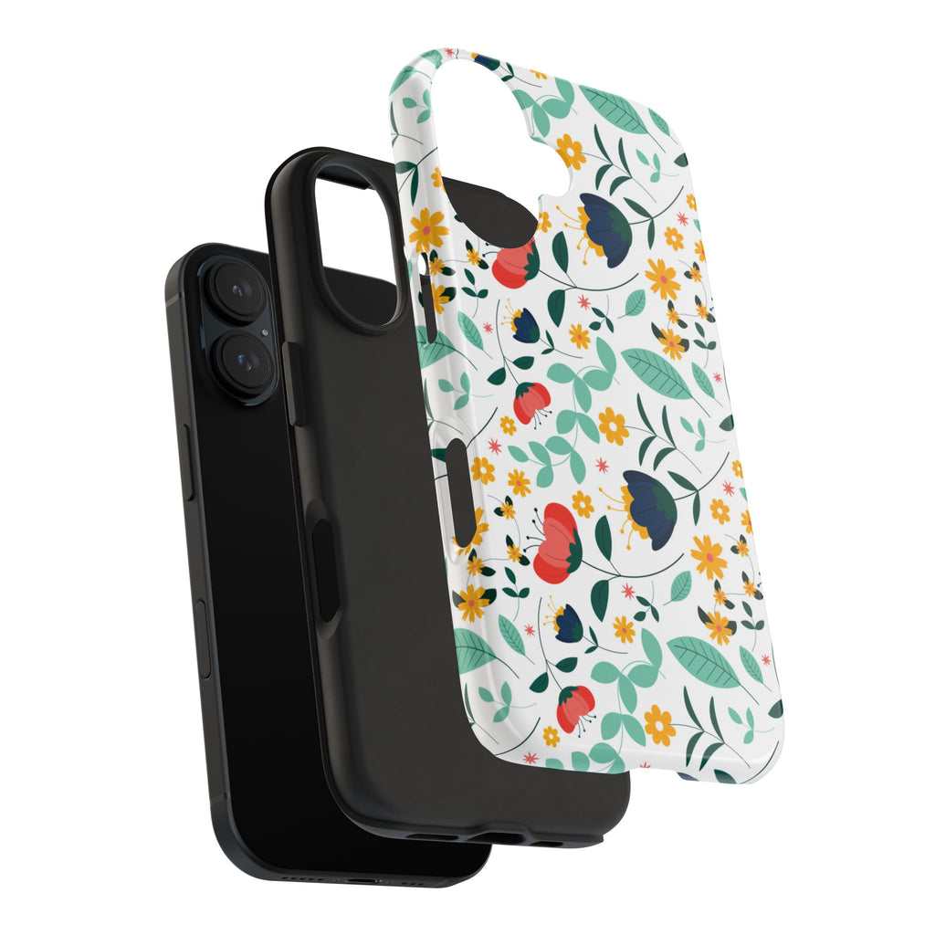 Floral Pattern Tough Phone Case — Colorful Spring Flowers Phone Cover