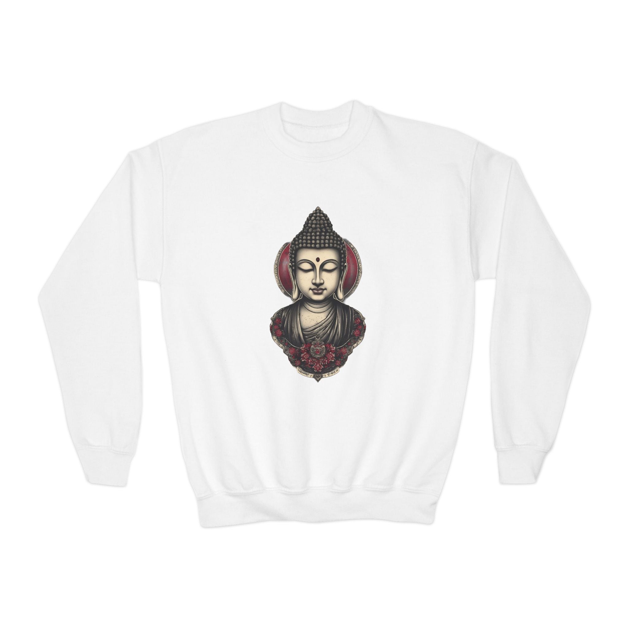 Buddha Head Crewneck Sweatshirt — Youth Mindfulness Graphic Pullover