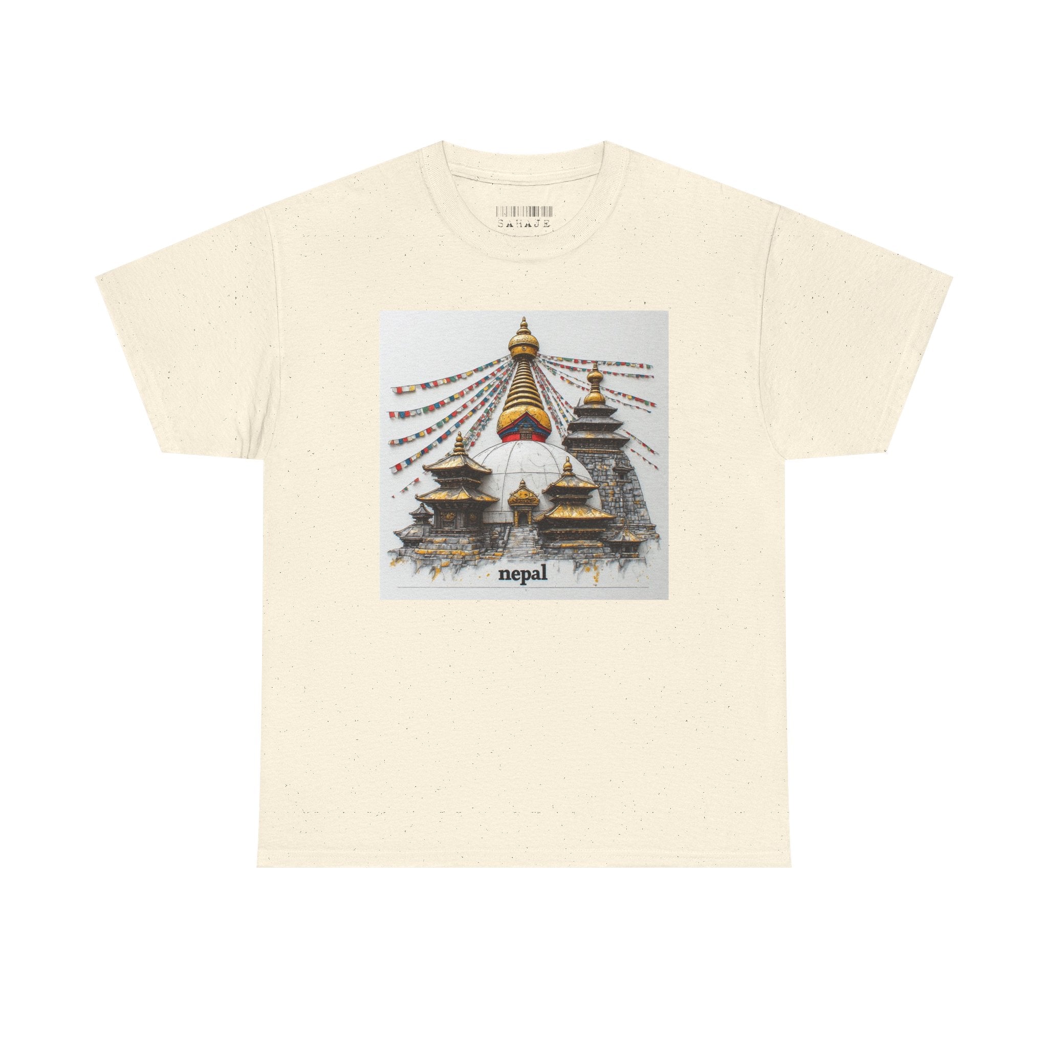 Nepal Swayambhunath Stupa T-Shirt — Buddhist Prayer Flags Travel Tee