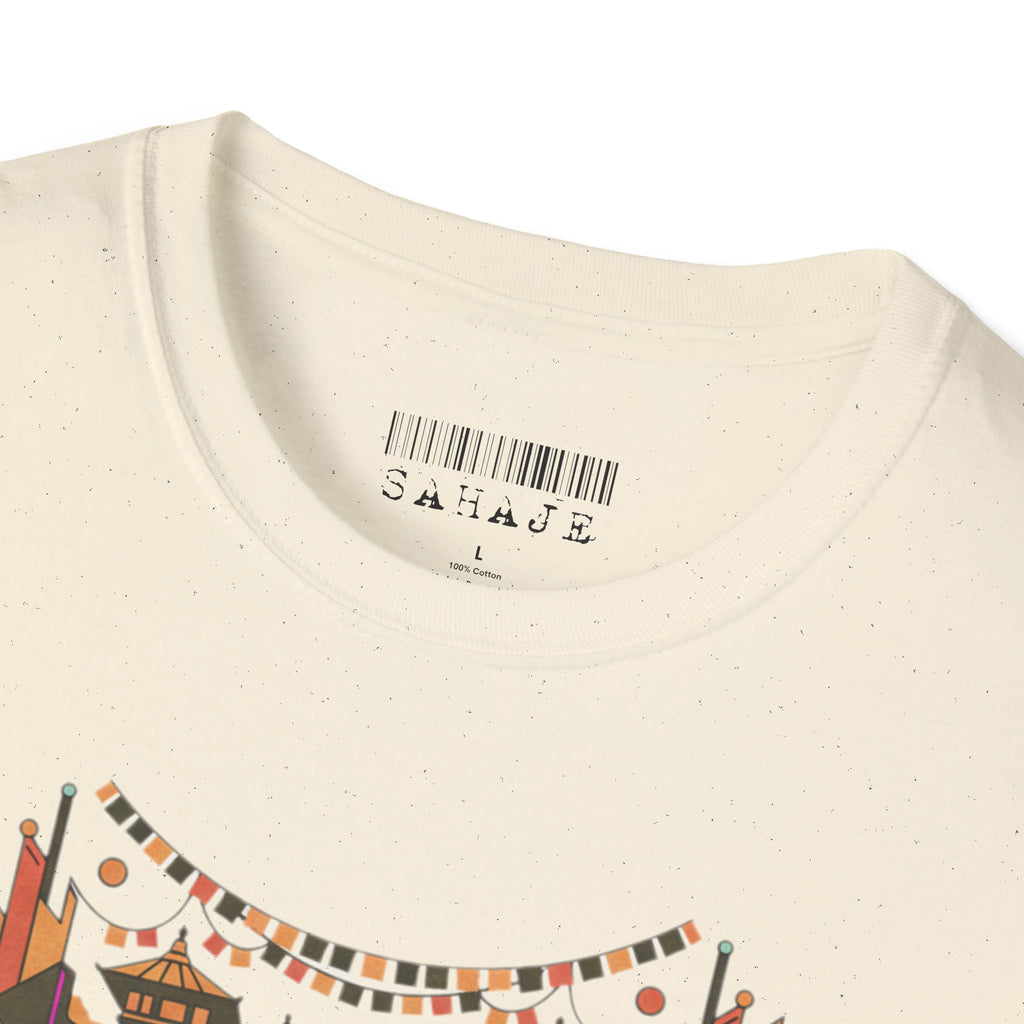 Boho Tribal Sunset T-Shirt — Vintage Geometric Nature Graphic