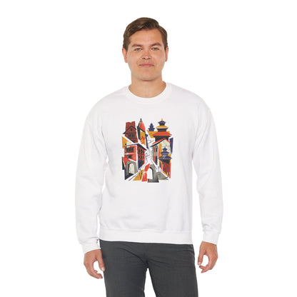 Crewneck Sweatshirt — Abstract Cityscape Graphic (Colorful Architectural Illustration)