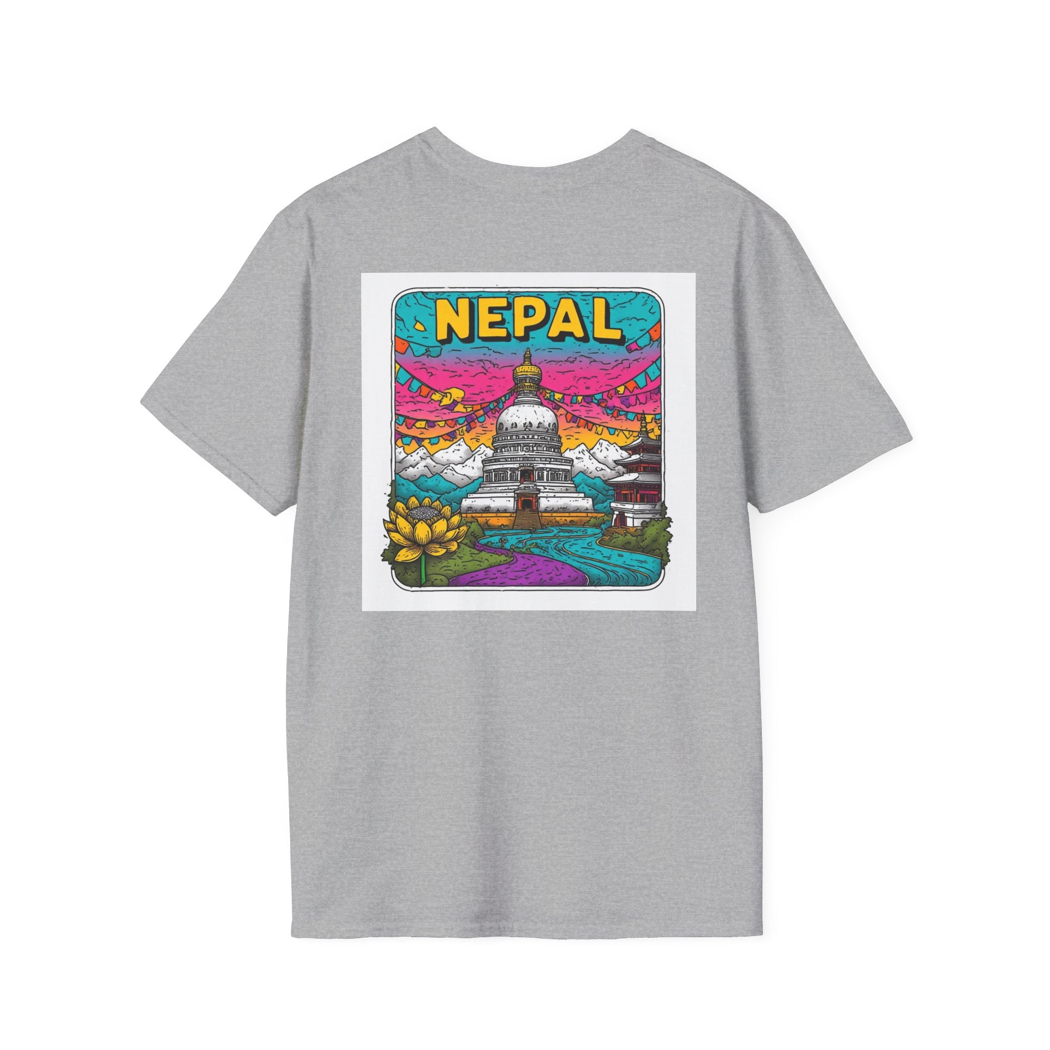 Nepal Graphic T-Shirt — Colorful Stupa Travel Tee