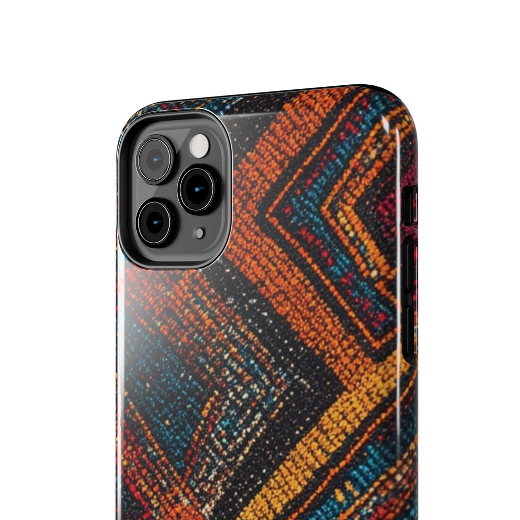 Tough Phone Case — Boho Geometric Rug Pattern, Protective iPhone Cover