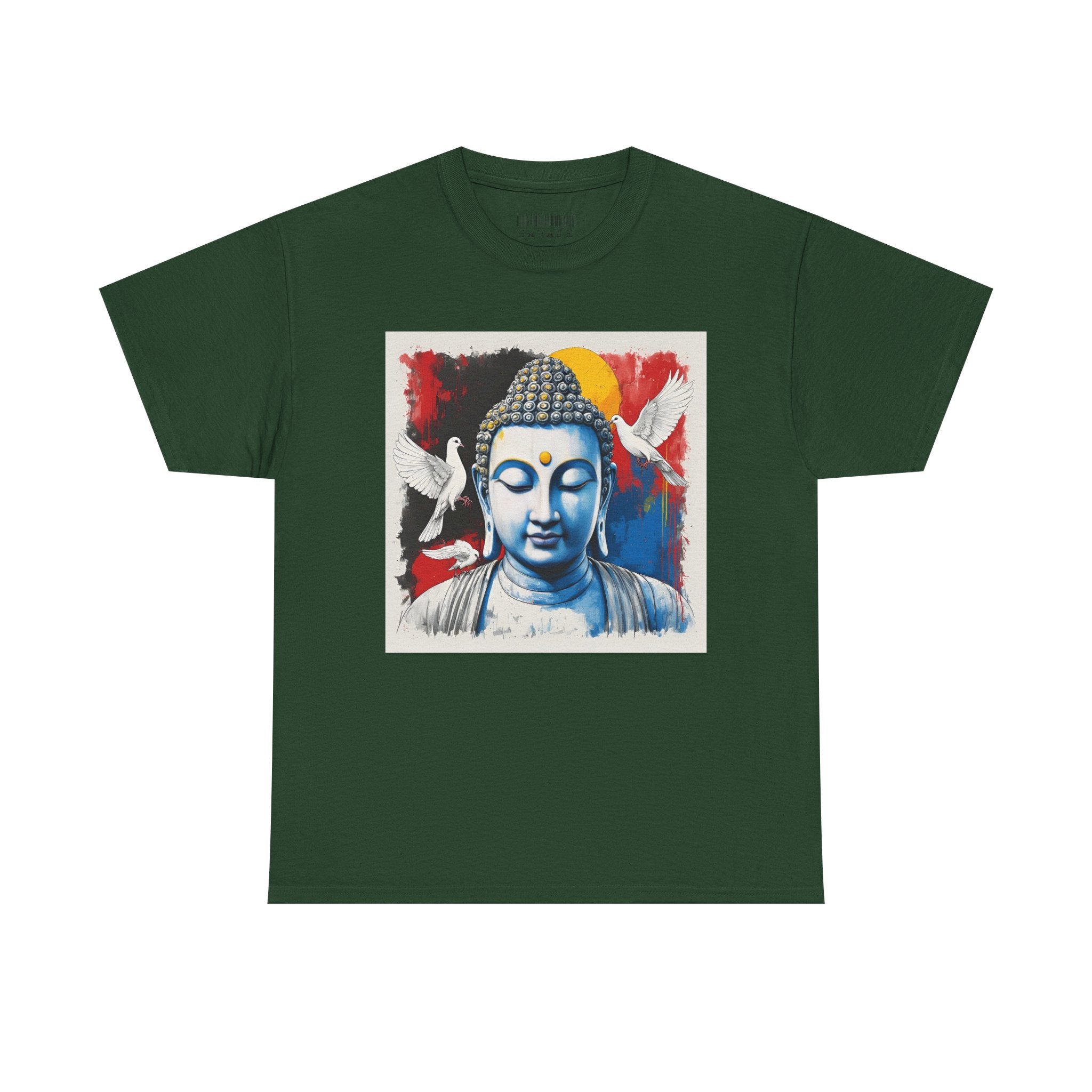 Buddha Peace Tee — Colorful Buddha & Doves Graphic T-Shirt