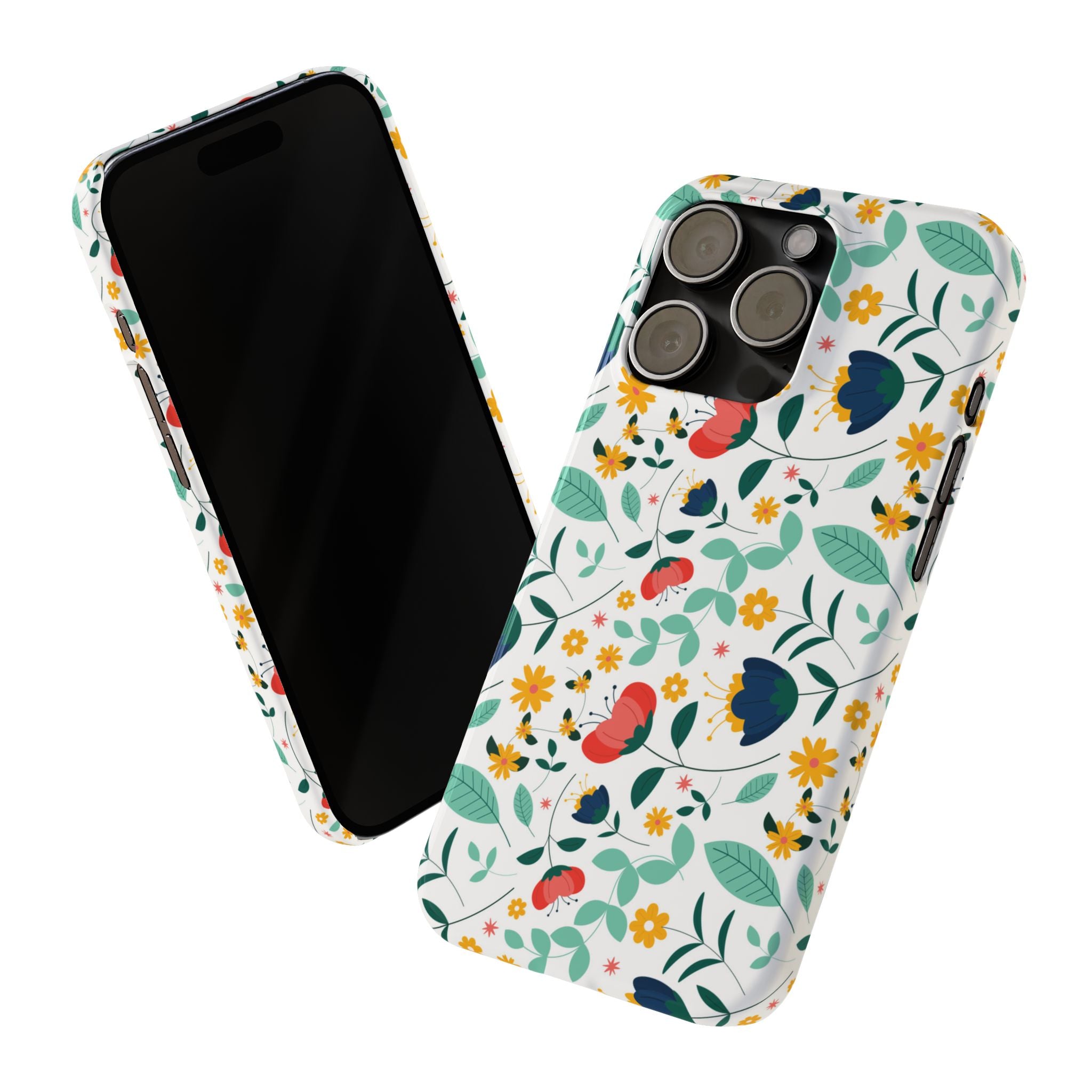 Floral Slim Phone Case — Colorful Folk Flower Pattern