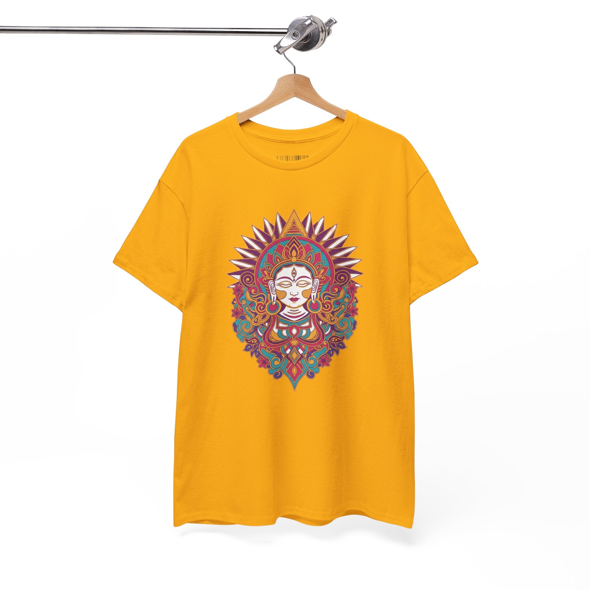 Spiritual Goddess Sun Mandala Tee — Colorful Boho Yoga T‑Shirt