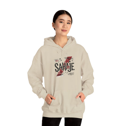 Sahaje Graphic Hoodie – Distressed Vintage Script Pullover