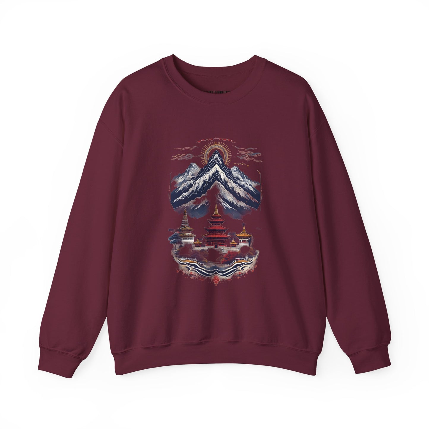 Japanese Mountain Pagoda Crewneck Sweatshirt