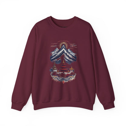 Japanese Mountain Pagoda Crewneck Sweatshirt