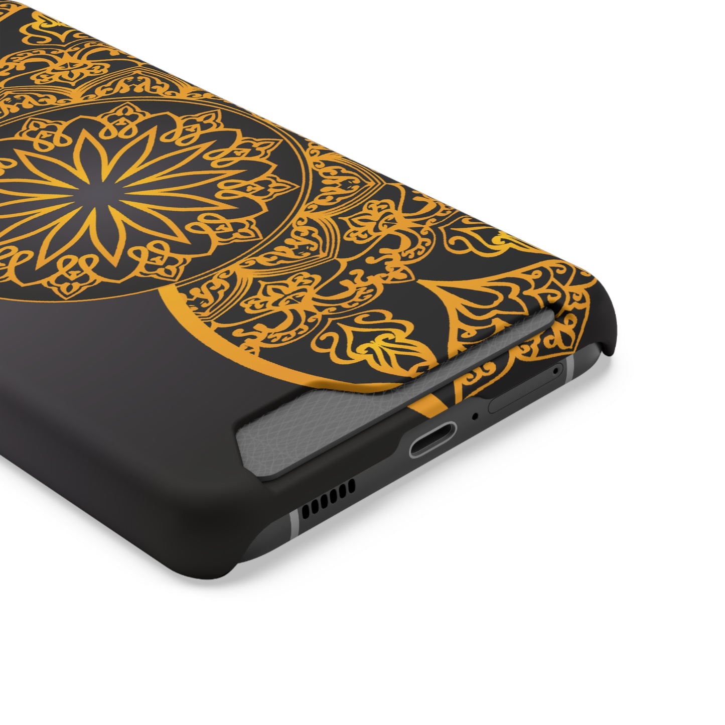 Elegant Mandala Phone Case With Card Holder, Boho Chic Gift, Smartphone Protector, Functional Accessory, Stylish Tech Decor
