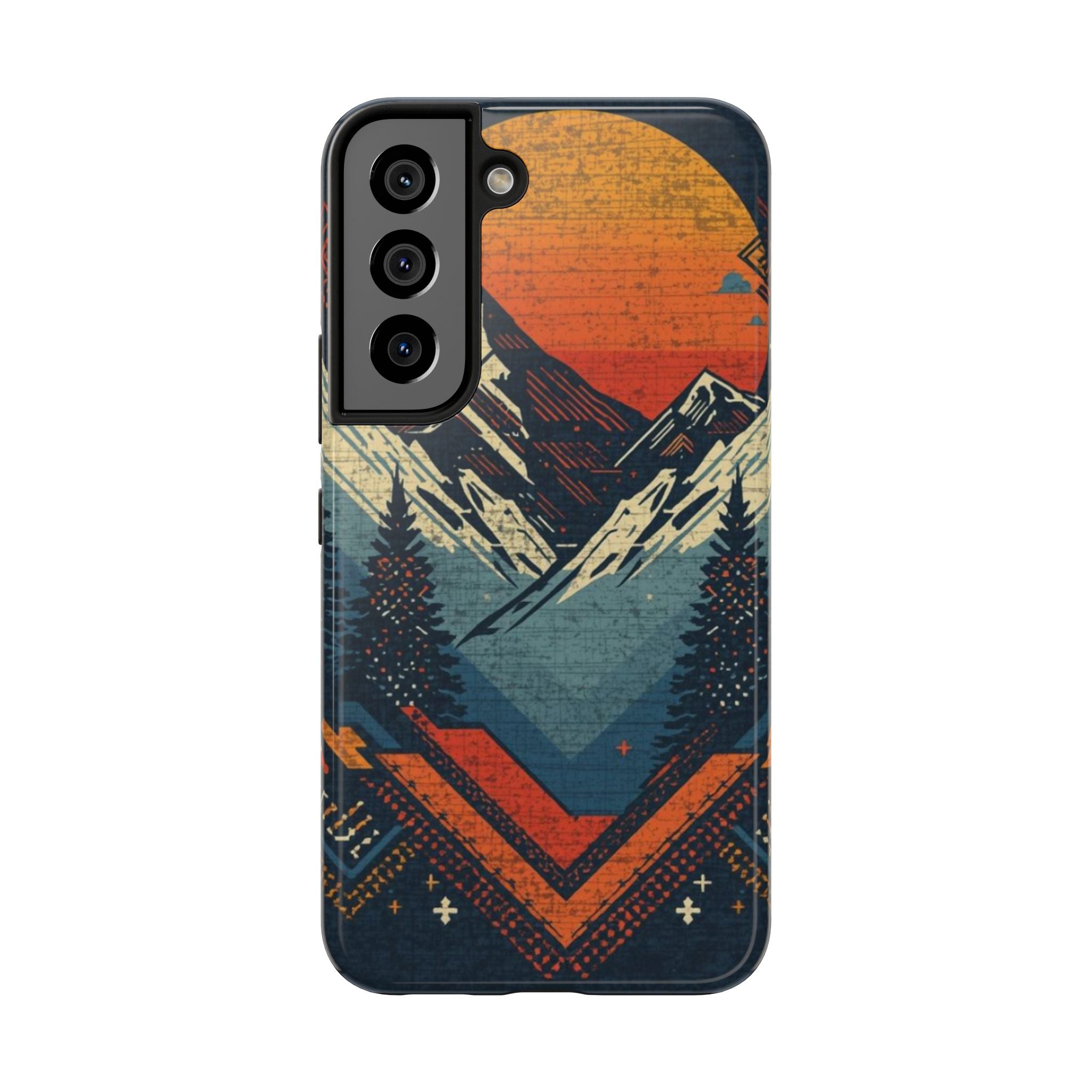 Tough Phone Case — Retro Mountain Sunset Design