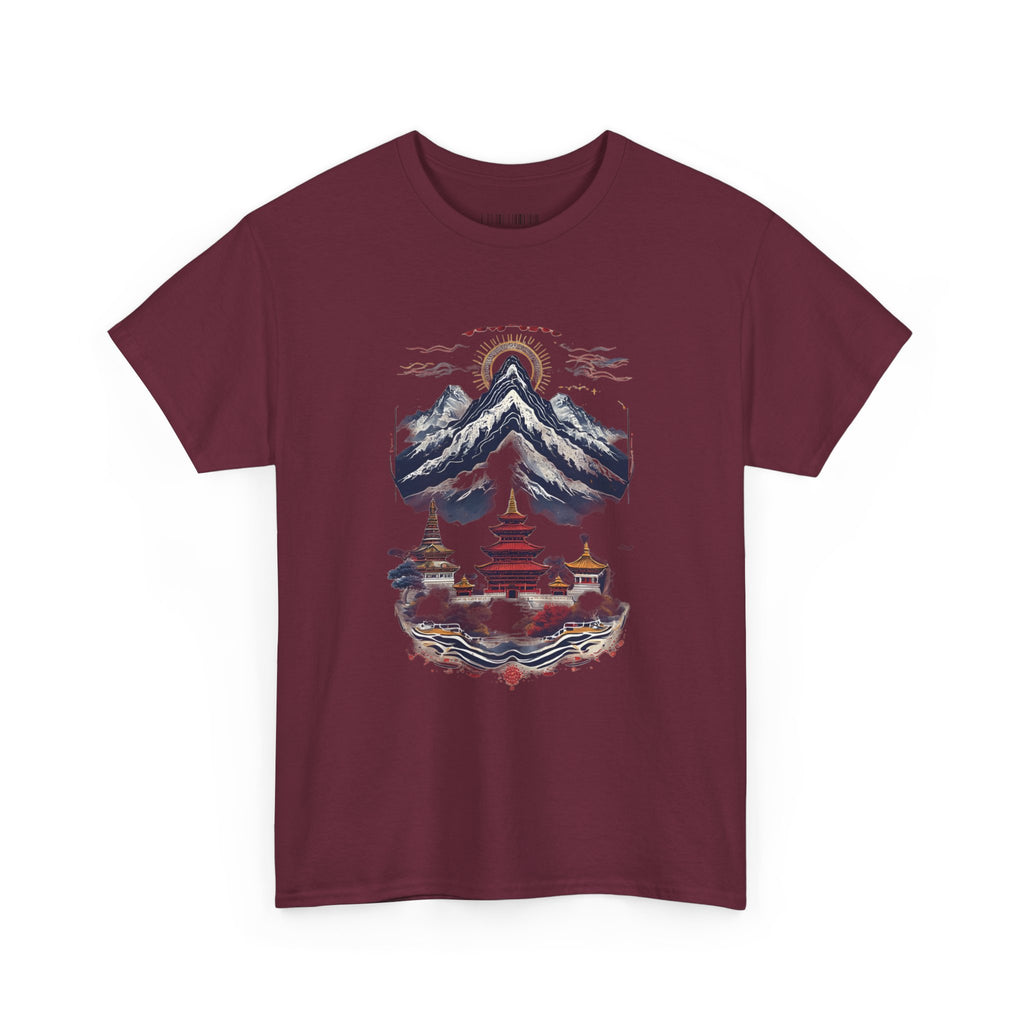 Japanese Mountain Pagoda T-Shirt — Zen Temple Landscape Tee