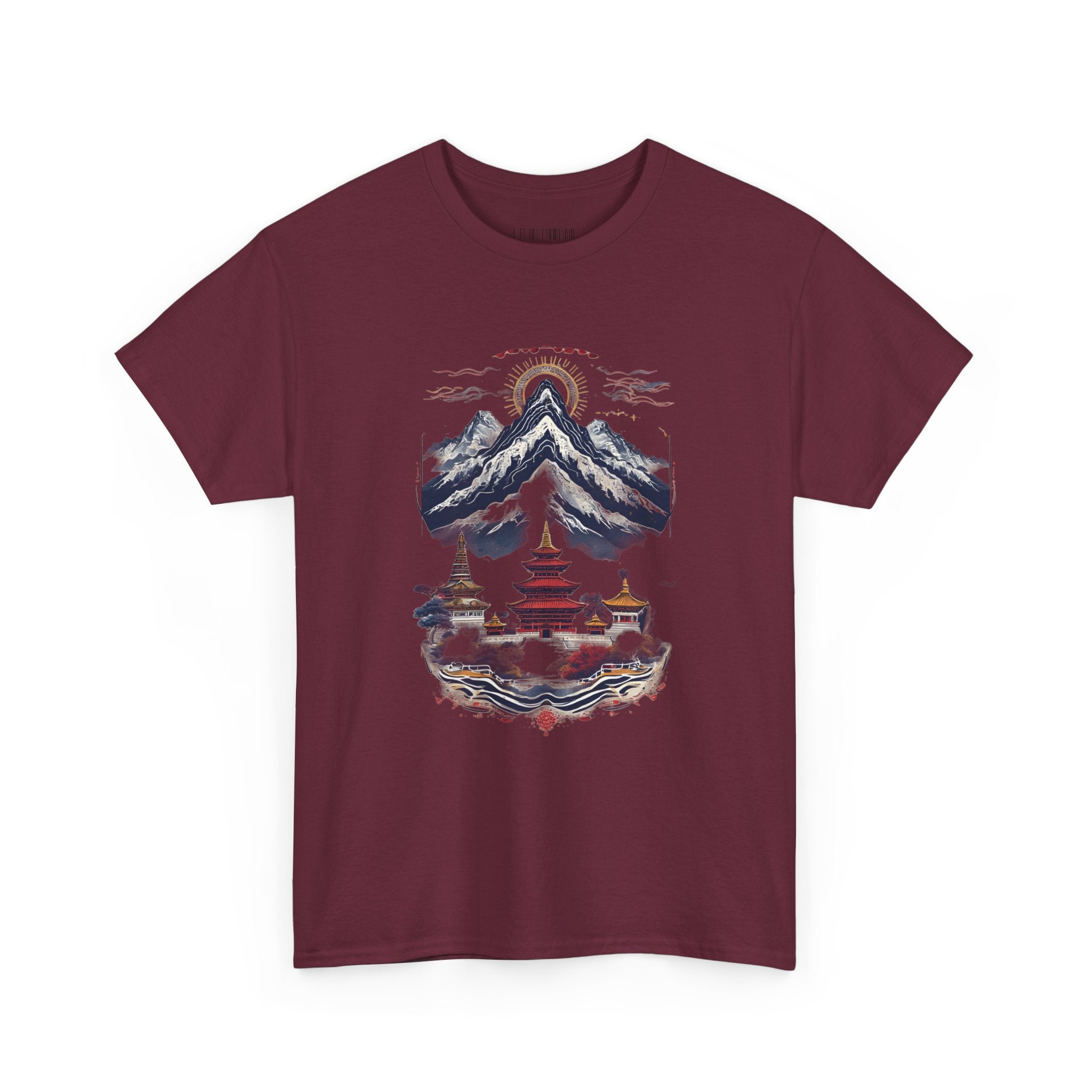 Japanese Mountain Pagoda T-Shirt — Zen Temple Landscape Tee