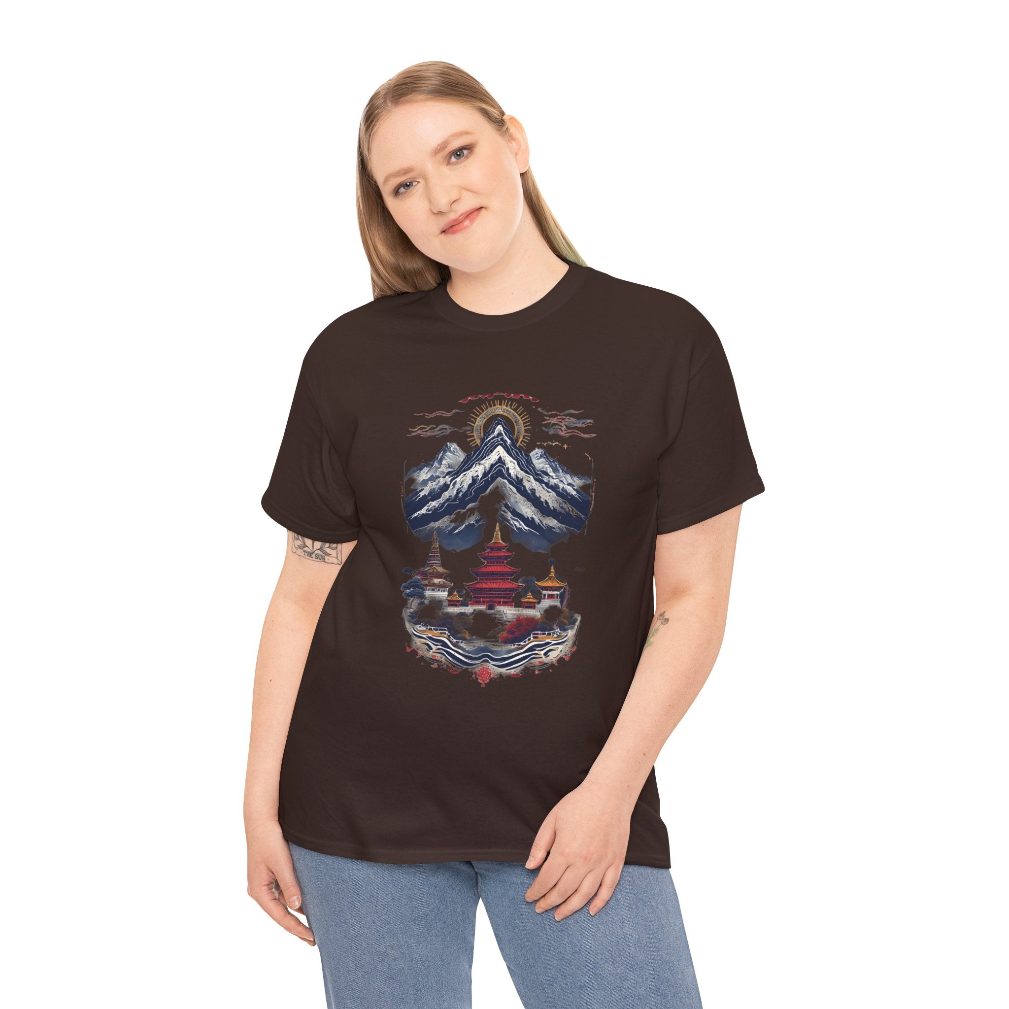 Japanese Mountain Pagoda T-Shirt — Zen Temple Landscape Tee