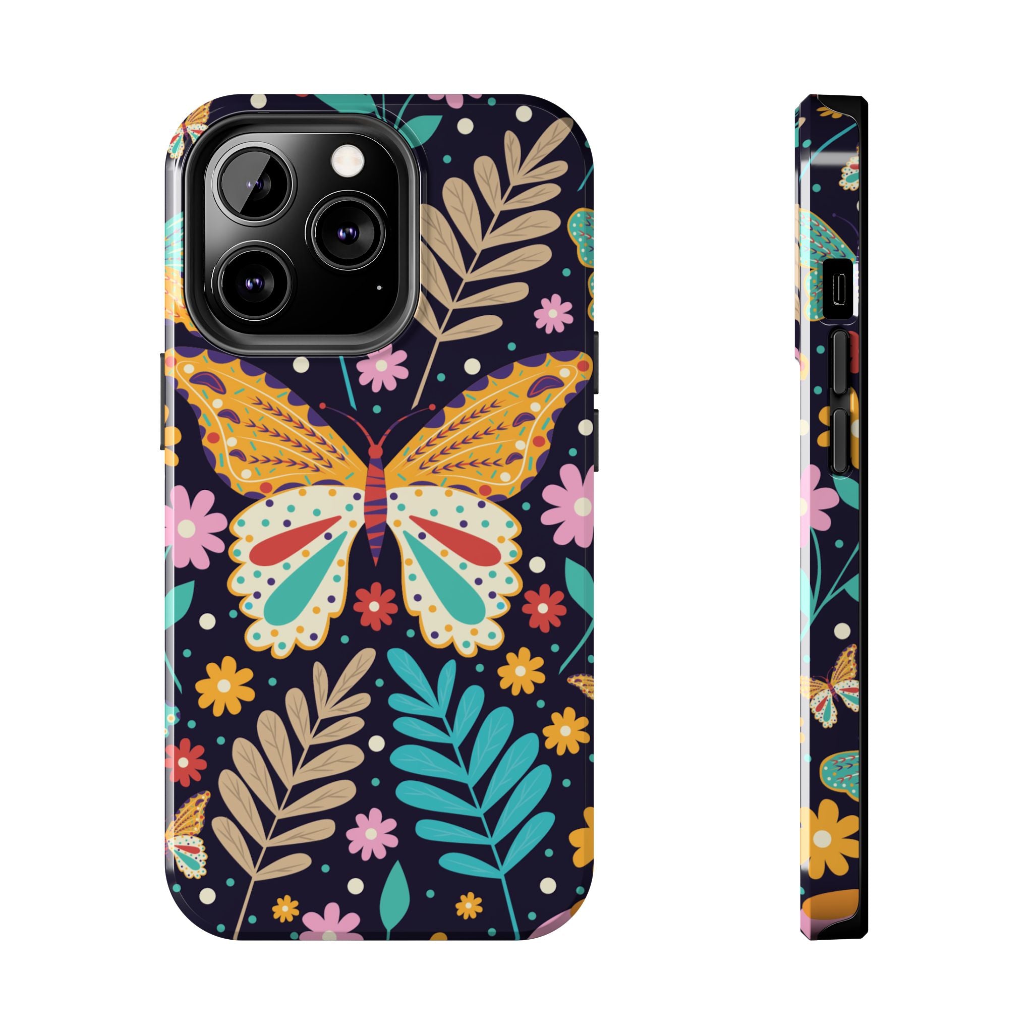 Floral Butterfly Tough Phone Case — Colorful Garden Protective Cover