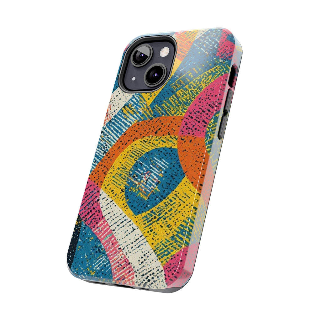 Bold Retro Abstract Tough Phone Case — Colorful Geometric Protective Cover