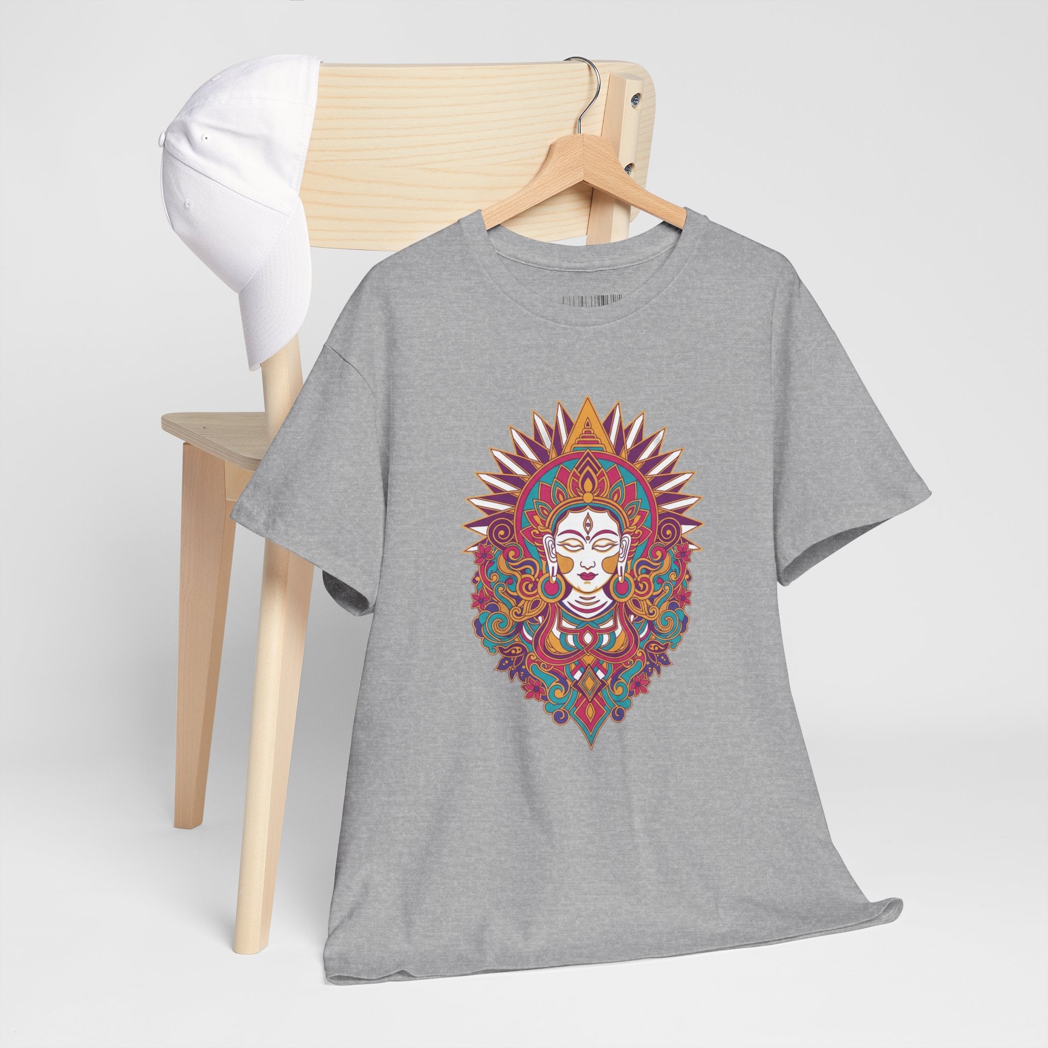 Spiritual Goddess Sun Mandala Tee — Colorful Boho Yoga T‑Shirt