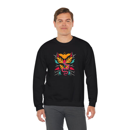 Sahajé Floral Snake Crewneck Sweatshirt — Colorful Botanical Serpent Graphic
