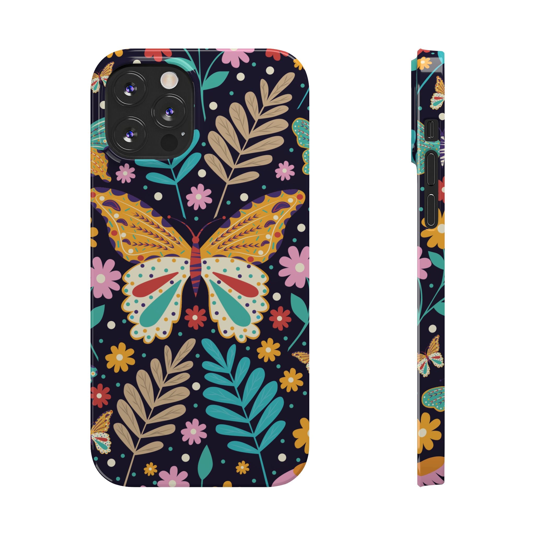 Butterfly Floral Slim Phone Case — Colorful Boho Garden Design