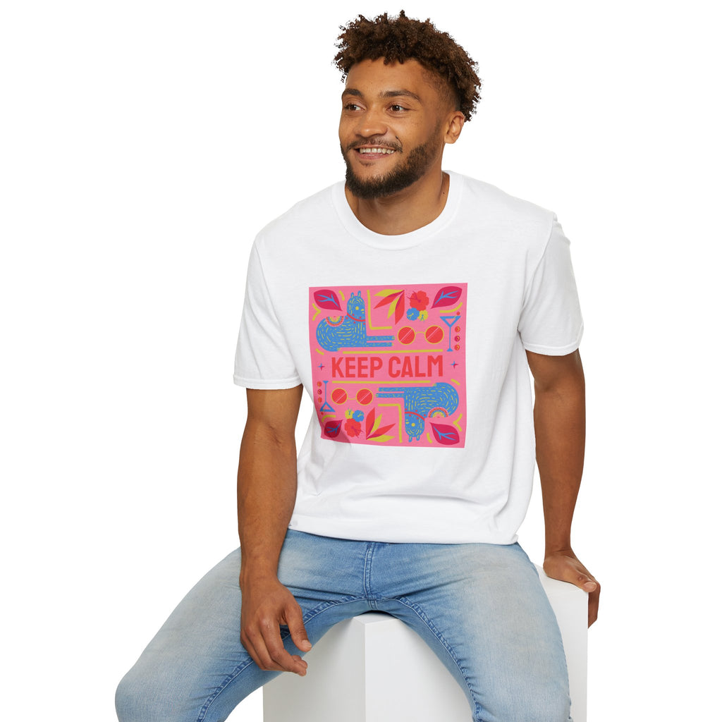 Keep Calm Retro Floral T-Shirt — Bright Pink Graphic Tee