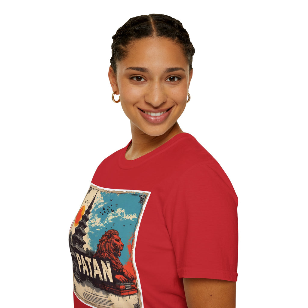 Patan City T-Shirt – Temple & Lion Graphic Tee, Nepali Cultural Heritage Design