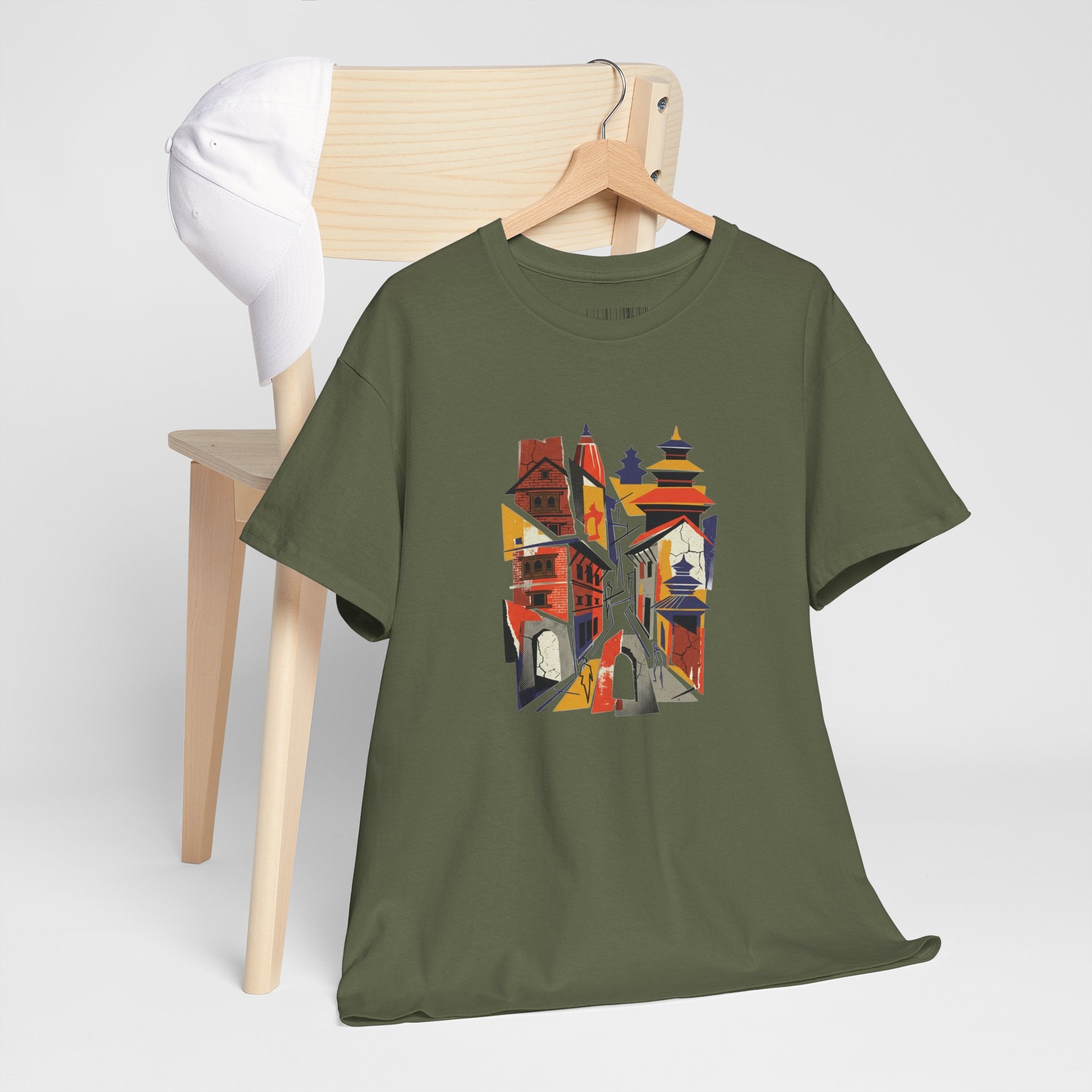 Cityscape Abstract Tee — Colorful Urban Architecture Graphic T‑Shirt