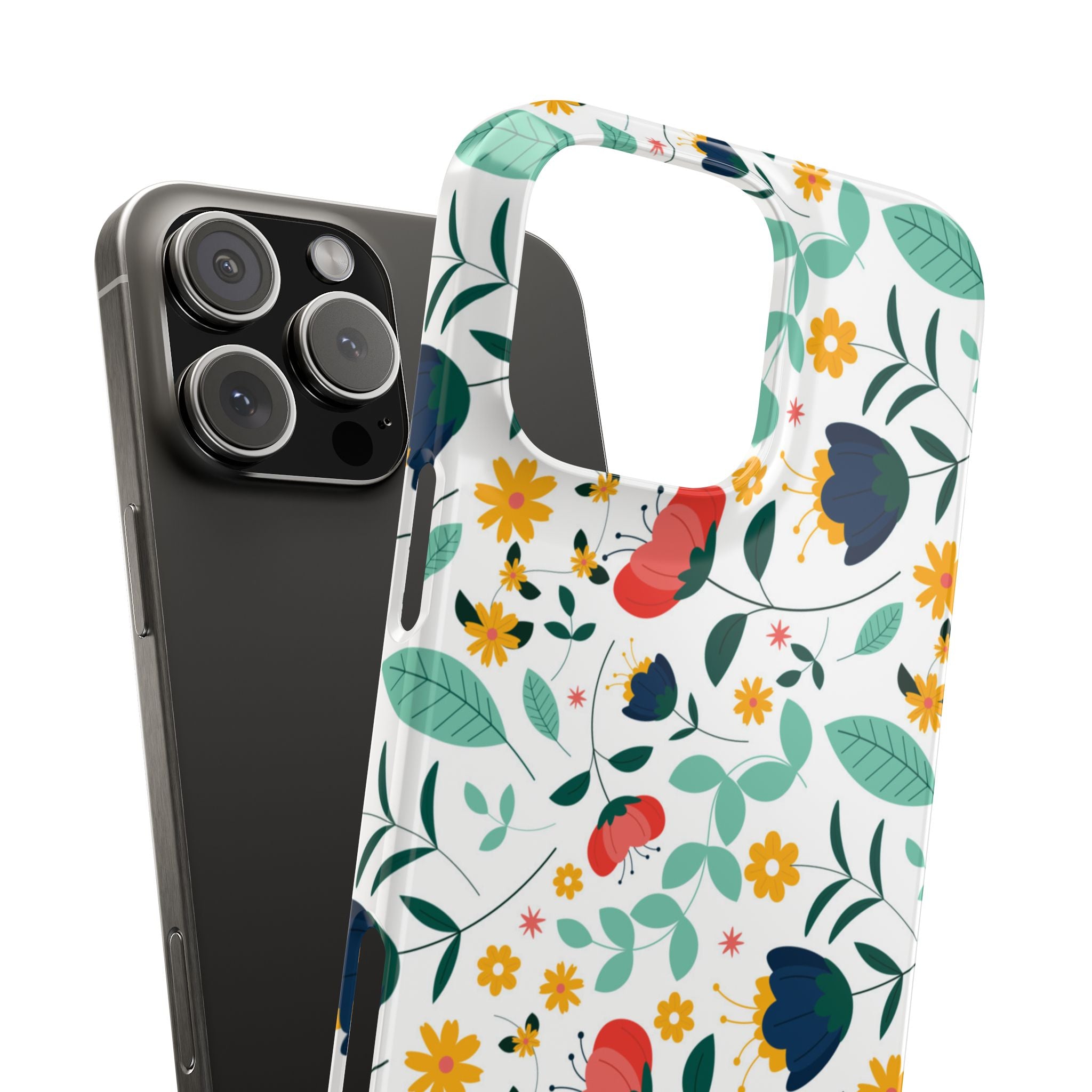 Floral Slim Phone Case — Colorful Folk Flower Pattern