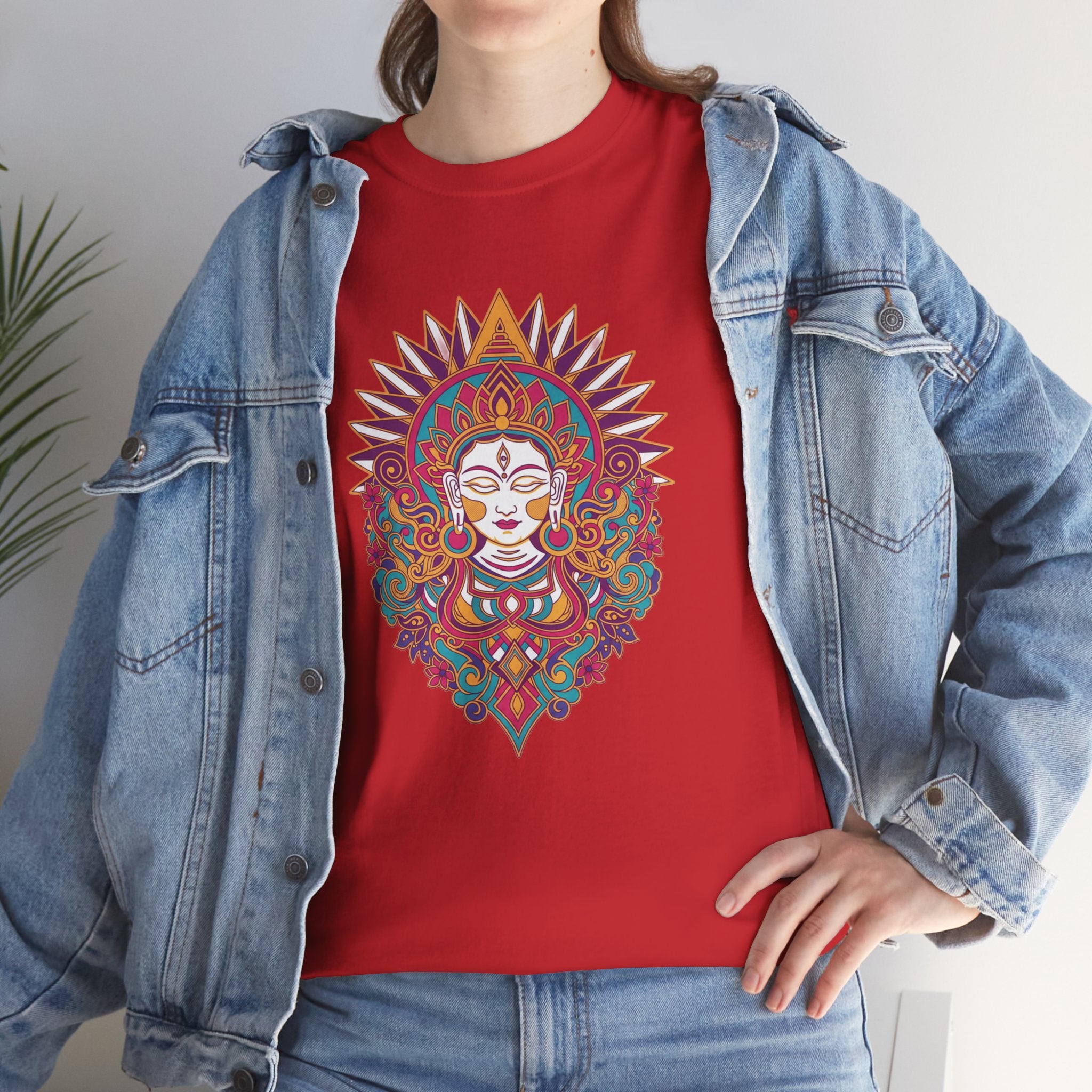 Spiritual Goddess Sun Mandala Tee — Colorful Boho Yoga T‑Shirt