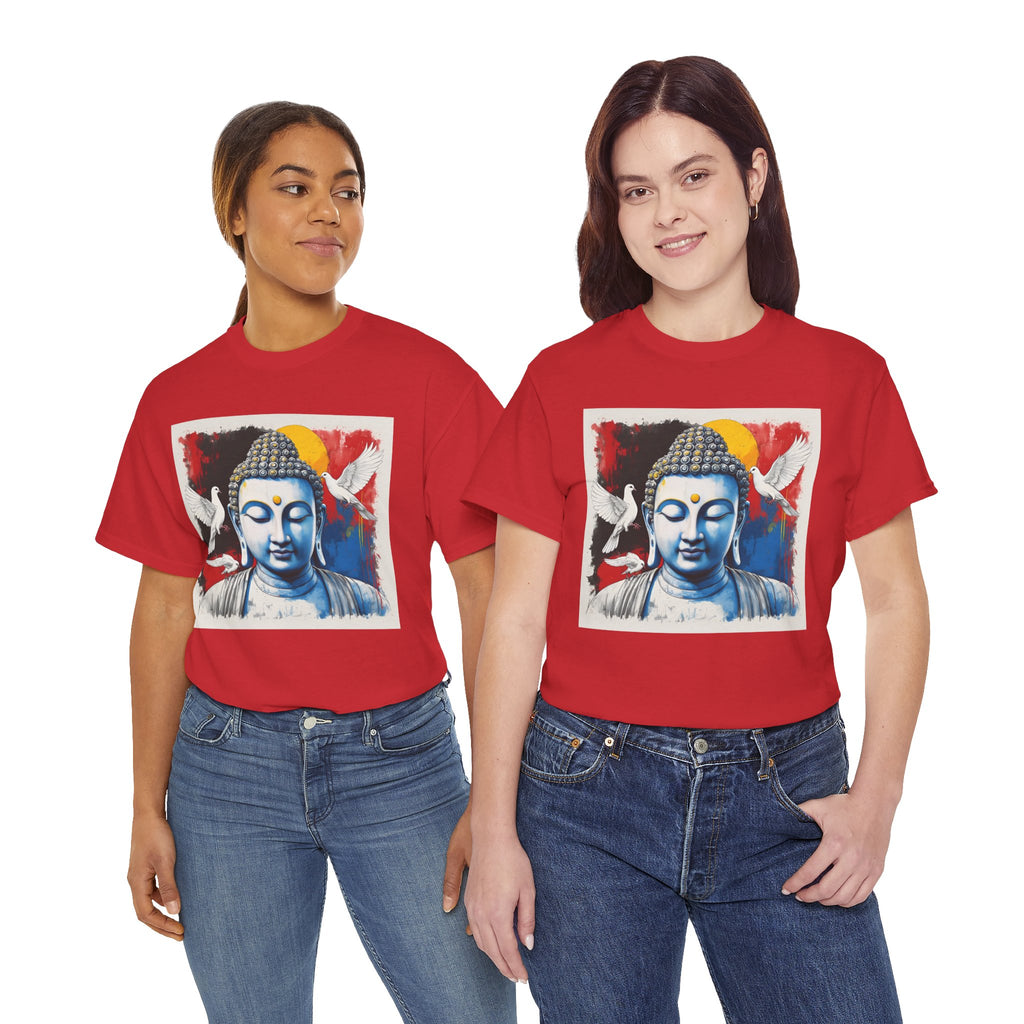 Buddha Peace Tee — Colorful Buddha & Doves Graphic T-Shirt