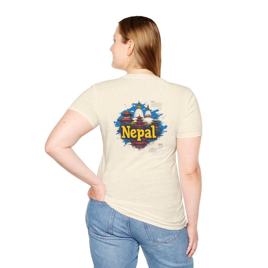 Nepal Souvenir T-Shirt — Stupa Sketch Graphic