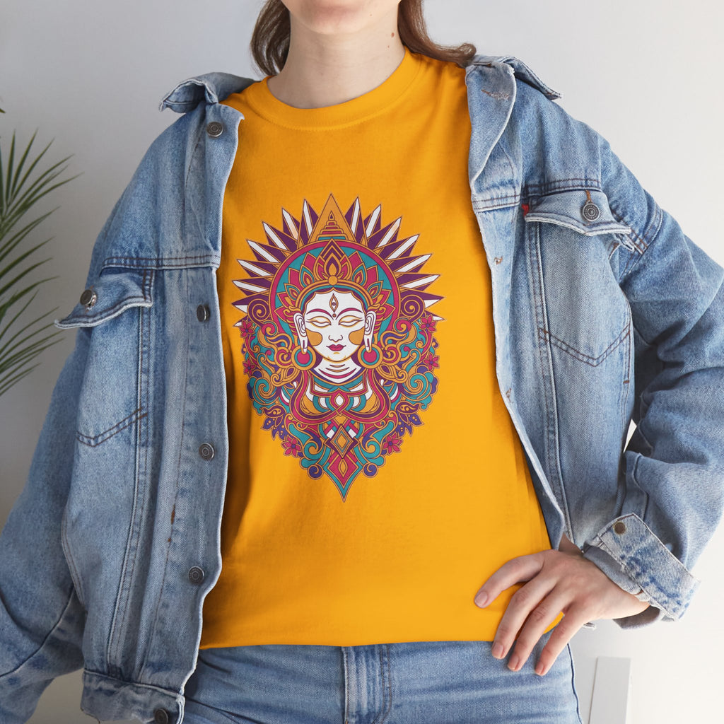 Spiritual Goddess Sun Mandala Tee — Colorful Boho Yoga T‑Shirt