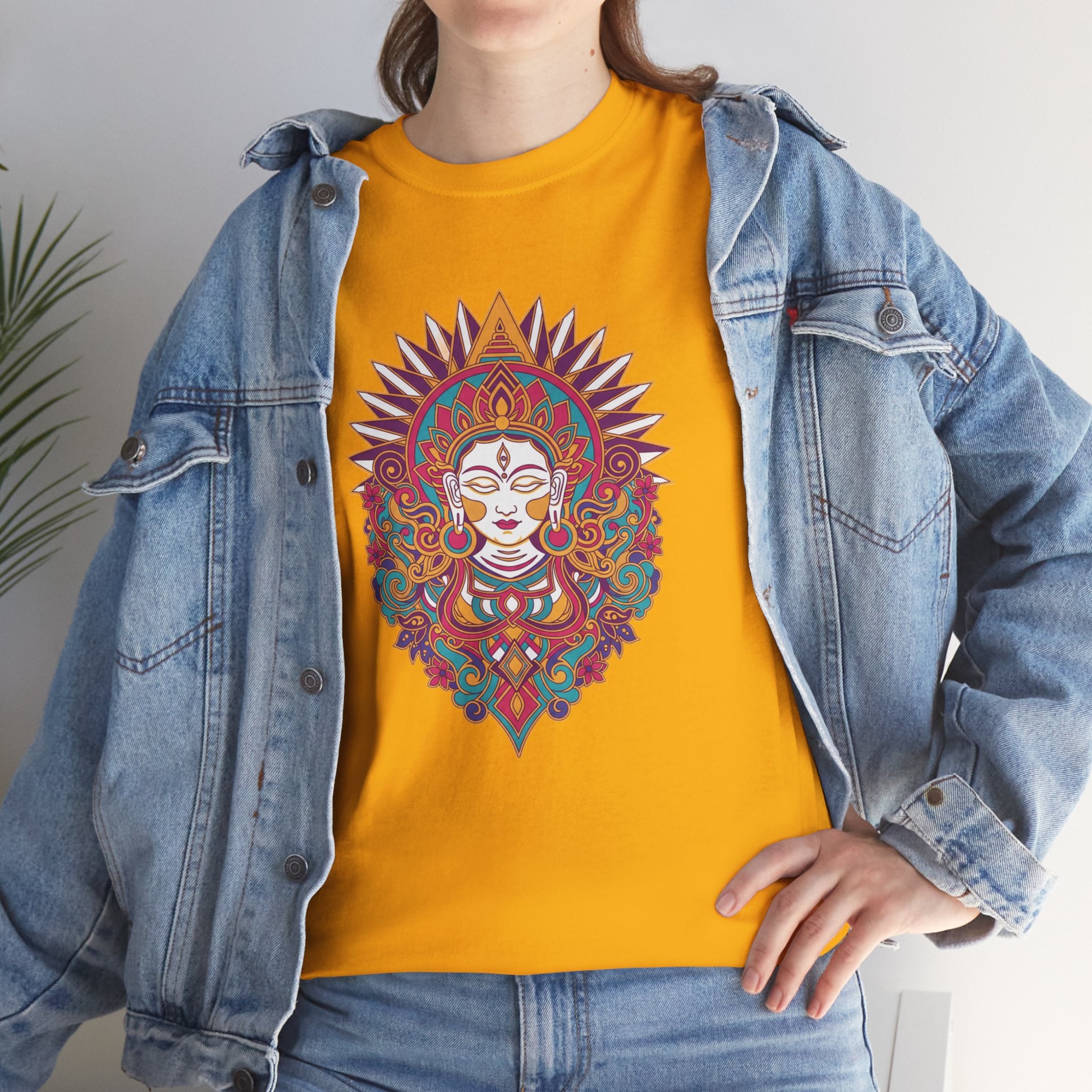 Spiritual Goddess Sun Mandala Tee — Colorful Boho Yoga T‑Shirt