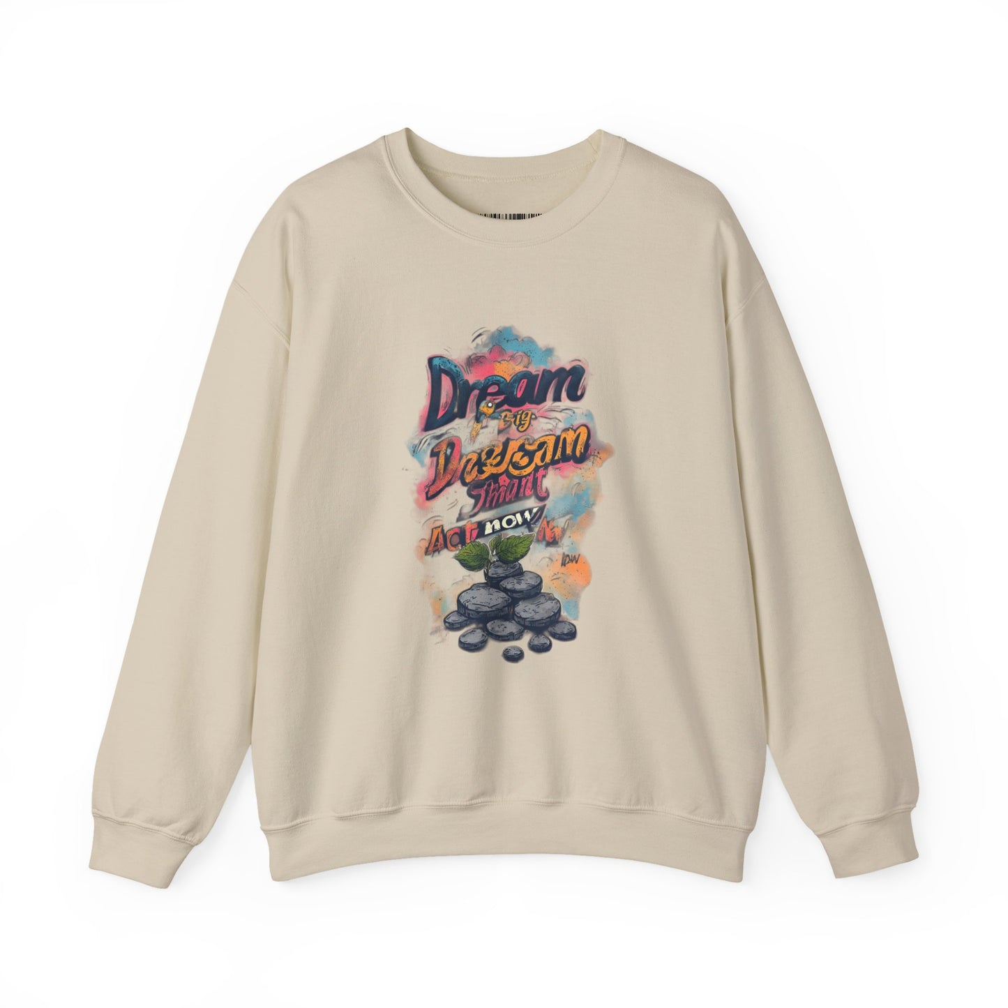Dream Big Crewneck Sweatshirt — "Dream, Design, Draw" Inspirational Graphic