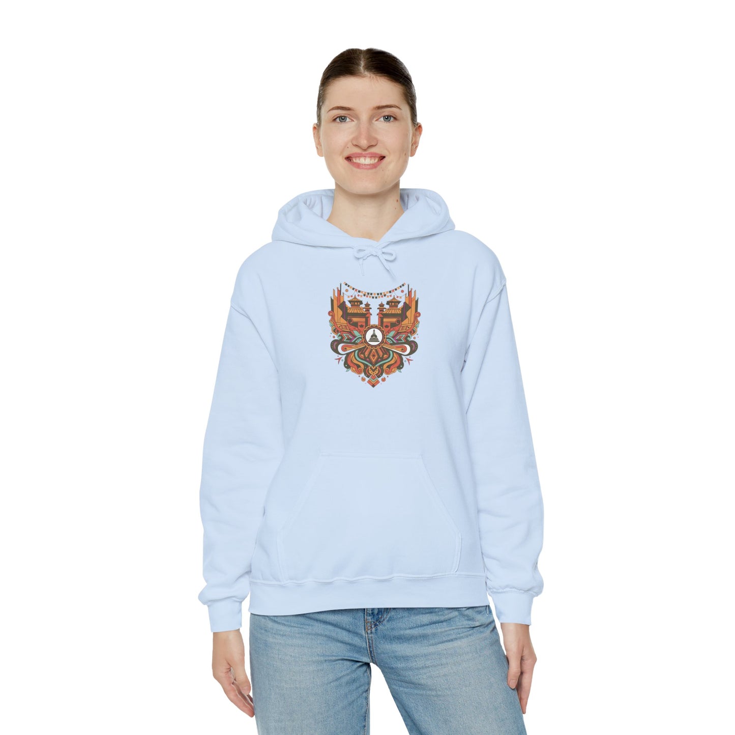Spiritual Mandala Buddha Hoodie — Colorful Meditation Graphic Sweatshirt