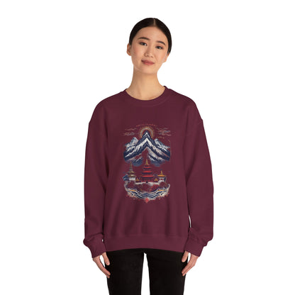 Japanese Mountain Pagoda Crewneck Sweatshirt