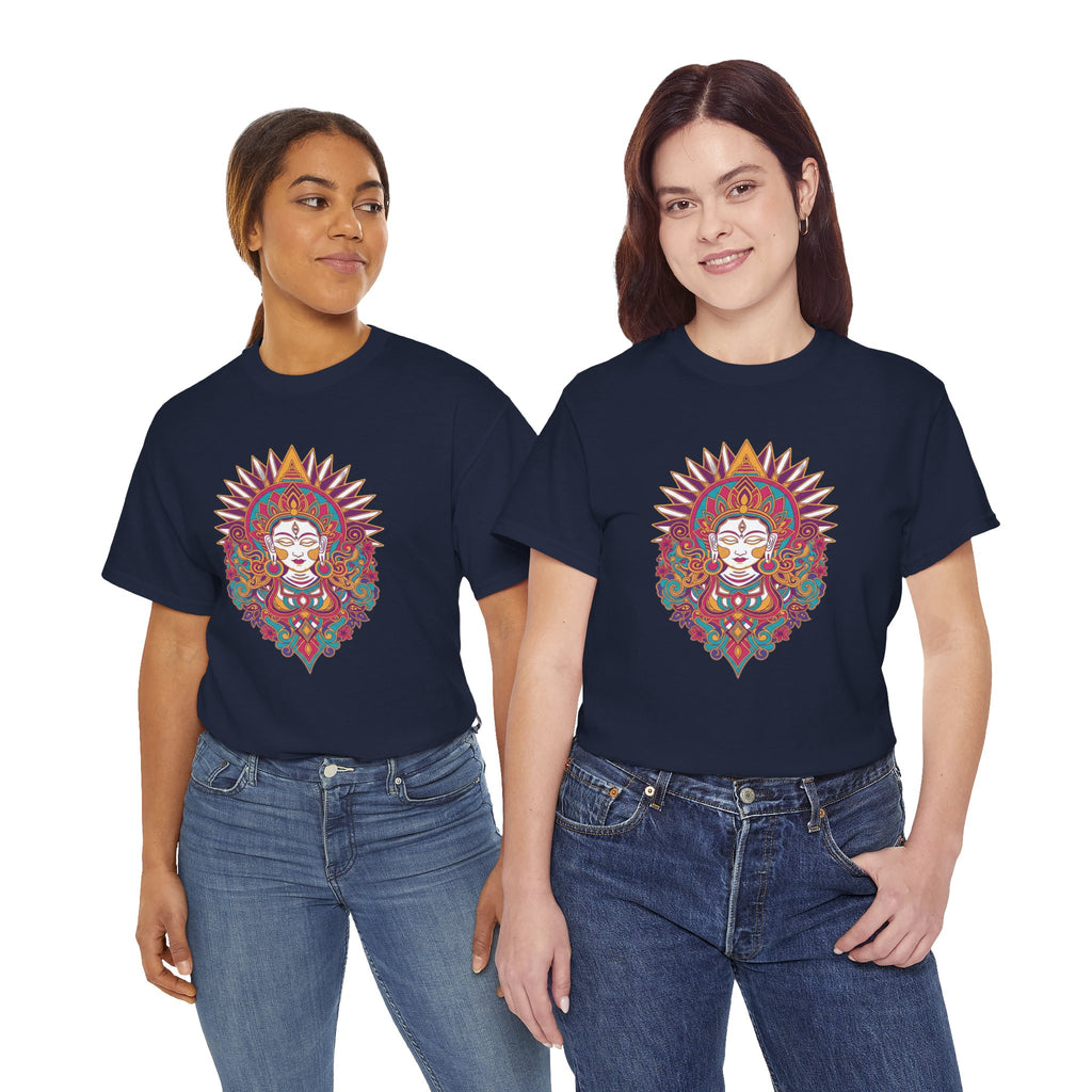 Spiritual Goddess Sun Mandala Tee — Colorful Boho Yoga T‑Shirt