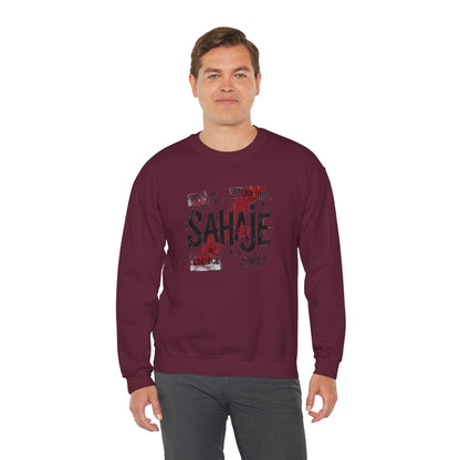 Crewneck Sweatshirt — 'Sahaje' Distressed Script Graphic