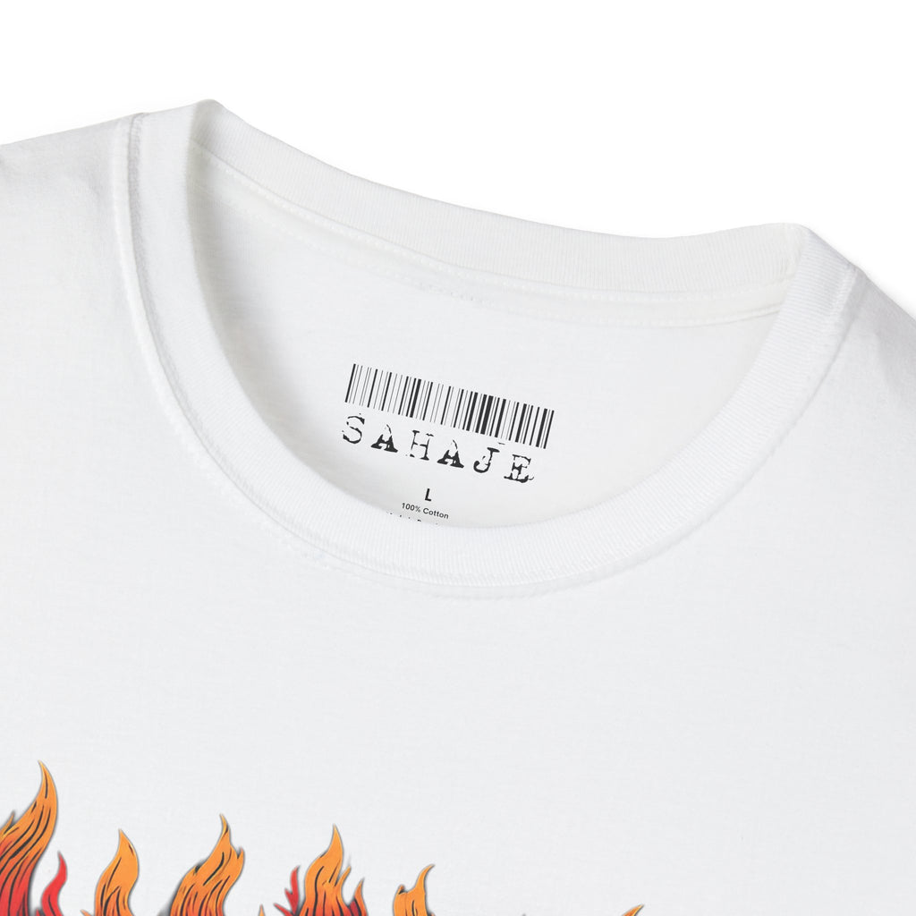 Flaming Demon Mask T-Shirt — Fierce Tattoo-Style Graphic Tee