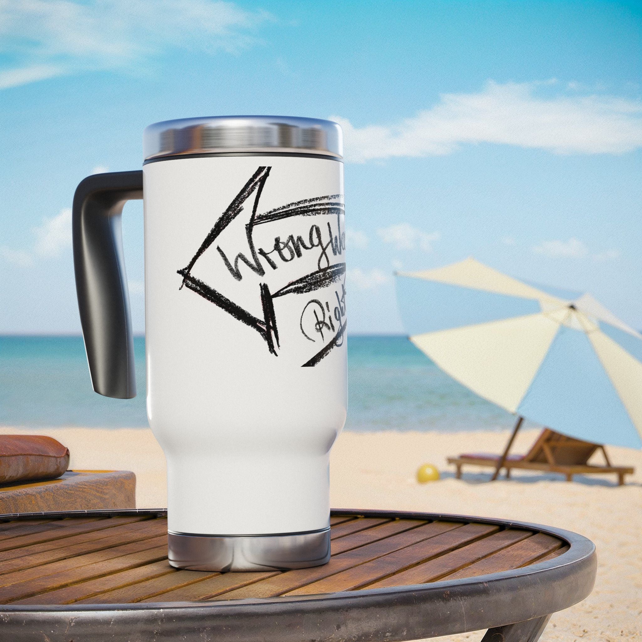 Stainless Steel Travel Mug - Wrong Way Right Way Design, Coffee Cup for Travel, Unique Gift for Commuters, Road Trip Mug, [...]