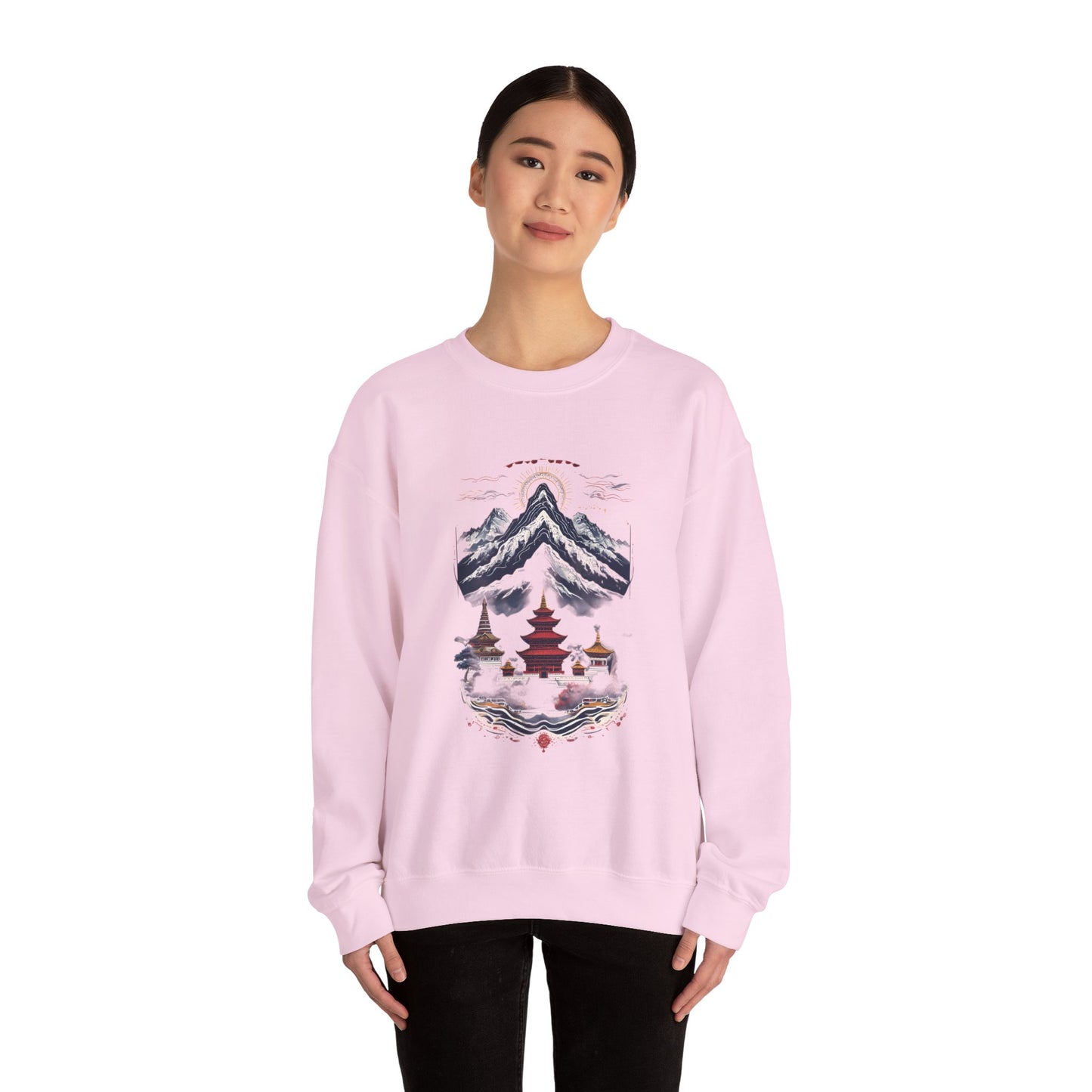 Japanese Mountain Pagoda Crewneck Sweatshirt