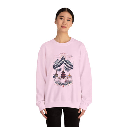 Japanese Mountain Pagoda Crewneck Sweatshirt