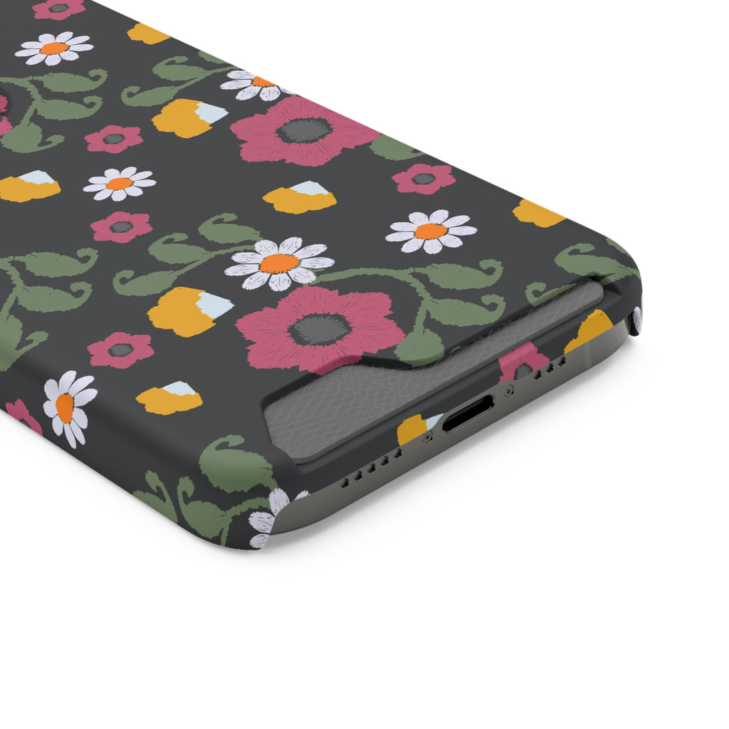 Floral Phone Case with Card Holder, Stylish Smartphone Accessory, Gifts for Her, Trendy Floral Design, Perfect for Spring & Summer