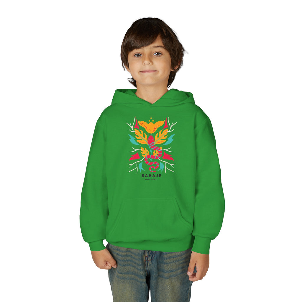 Youth Hoodie — Colorful Sahaja Floral Serpent Design