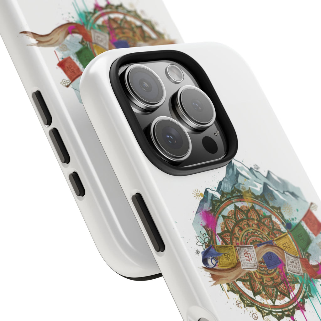 Mountain Compass Tough Phone Case with Prayer Flags & Fish Design