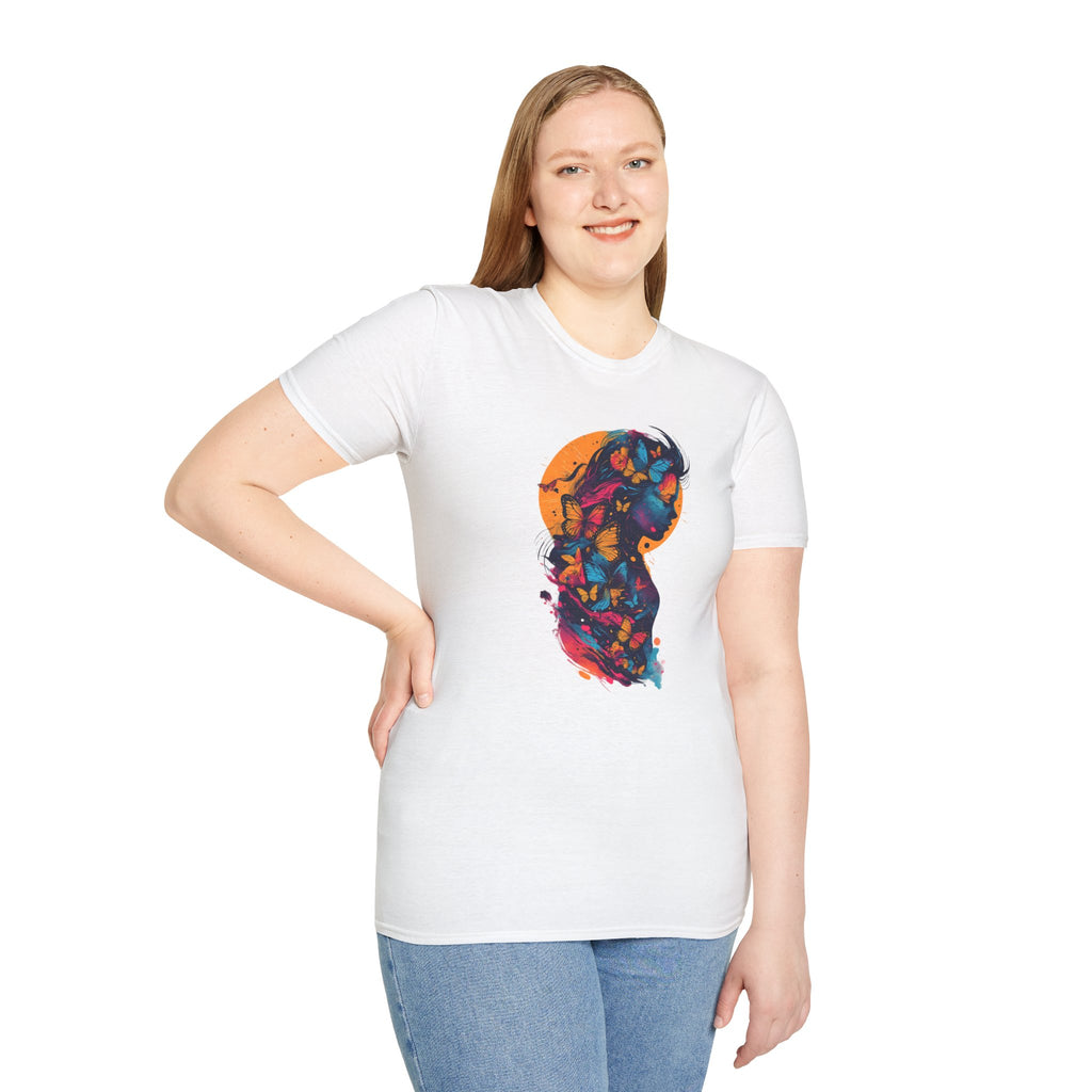 Butterfly Silhouette T-Shirt — Colorful Floral Profile Tee