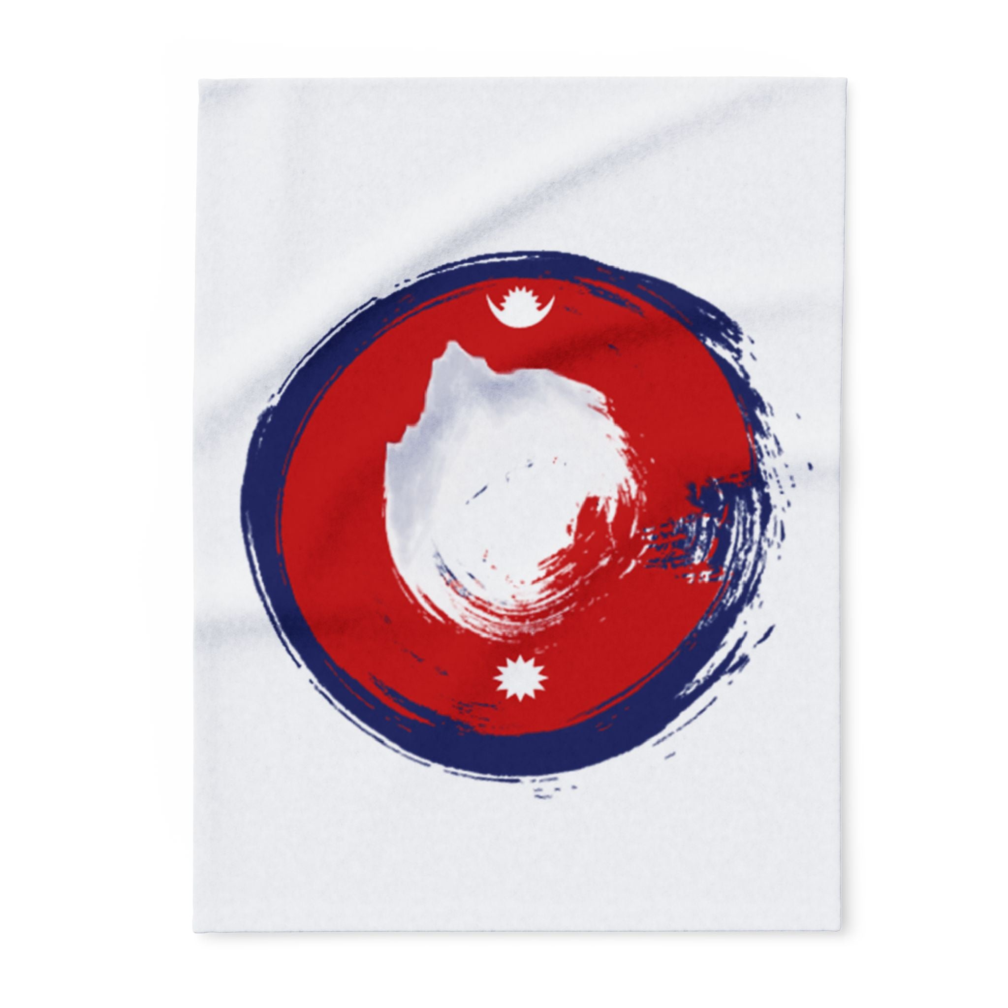 Fleece Blanket — Nepal Flag Brush Stroke Circle Design